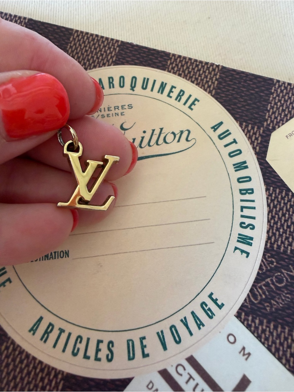 Authentic Louis Vuitton Gold tone  LV Logo Charm
